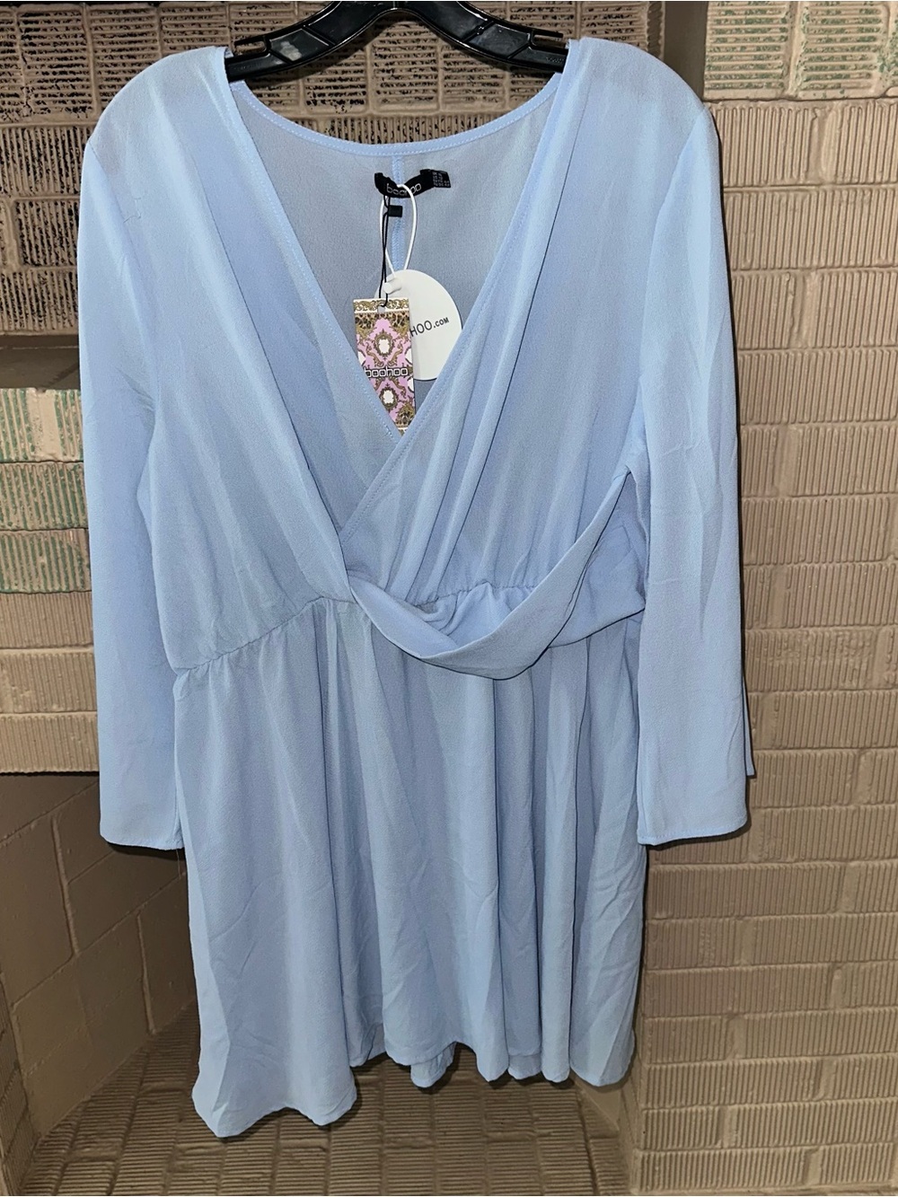 Boohoo Skater Mini Dress Light Blue Size 16